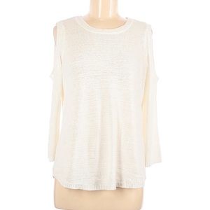 Chico’s white cold open shoulder sweater 2 large New NWT L RARE HTF GORGEOUS
